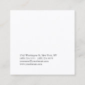 Modern Simple Black White Trendy Minimalist Plain  Vierkante Visitekaartje (Achterkant)