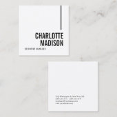 Modern Simple Black White Trendy Minimalist Plain  Vierkante Visitekaartje (Voorkant / Achterkant)