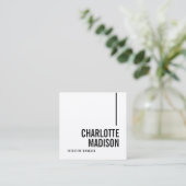 Modern Simple Black White Trendy Minimalist Plain  Vierkante Visitekaartje (Staand voorkant)