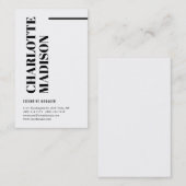 Modern Simple Black White Trendy Minimalist Plain  Visitekaartje (Voorkant / Achterkant)