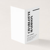 Modern Simple Black White Trendy Minimalist Plain  Visitekaartje (Buitenkant)