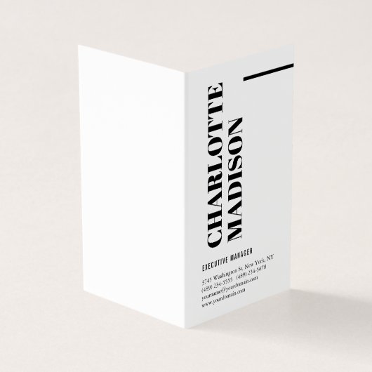 Modern Simple Black White Trendy Minimalist Plain  Visitekaartje (Buitenkant)