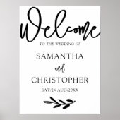 Modern Simple Black & White Welcome Weddenschap Poster (Voorkant)