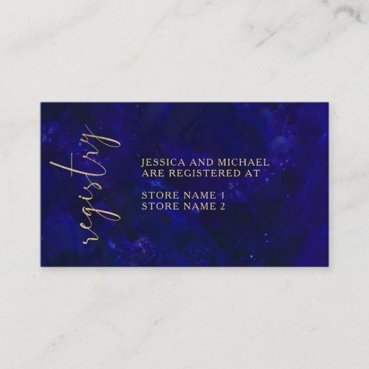 Modern Simple Blue Calligraphy Wedding Registry Informatiekaartje (Voorkant)