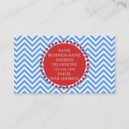 Modern Simple Blue Chevron Pattern Monogram Visitekaartje (Achterkant)