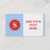 Modern Simple Blue Chevron Pattern Monogram Visitekaartje (Voorkant)
