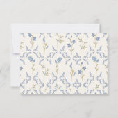 Modern Simple Blue Floral Flat Note Card Notitiekaartje (Achterkant)