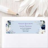 Modern Simple Blue Floral Wedding Etiket (Insitu)