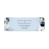 Modern Simple Blue Floral Wedding Etiket (Voorkant)