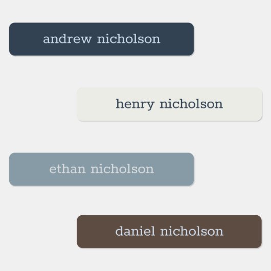 Modern Simple Blue Neutral Waterproof Name Labs Labels (Groep)