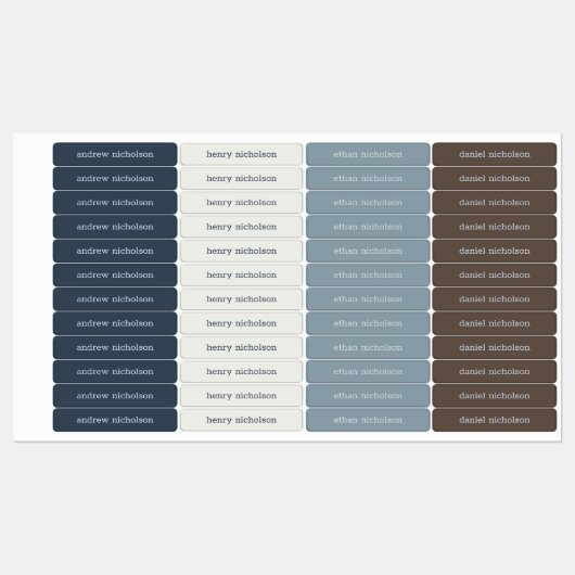 Modern Simple Blue Neutral Waterproof Name Labs Labels (Vel)