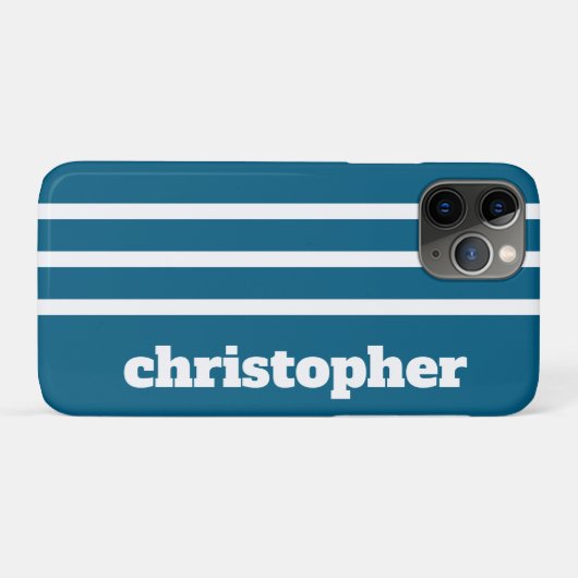 Modern Simple Blue Pool Monogram Name Case-Mate iPhone Case (Achterkant (horizontaal))