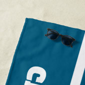 Modern Simple Blue Pool Monogram Name Strandlaken (In situ)