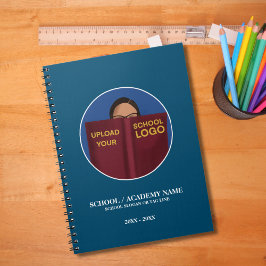 Modern Simple Blue School Logo | Lijn Label Planne Notitieboek