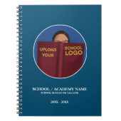 Modern Simple Blue School Logo | Lijn Label Planne Notitieboek (Voorkant)