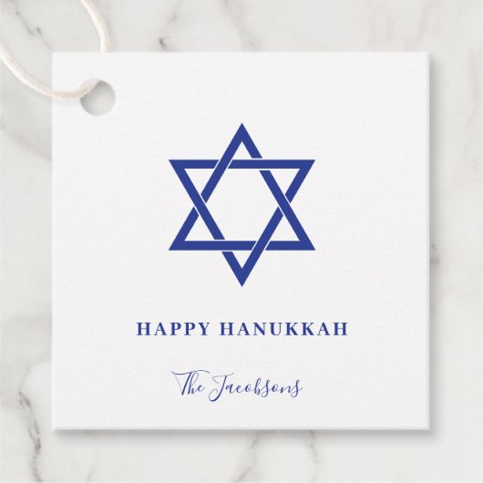Modern Simple Blue Star van David Hanukkah Bedankjes Labels (Voorkant)