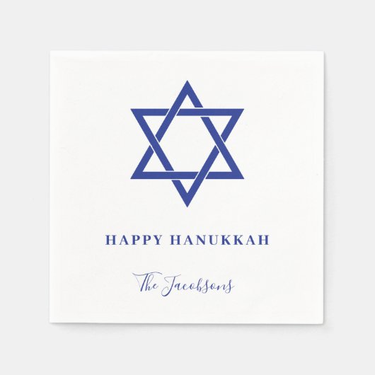 Modern Simple Blue Star van David Hanukkah Servet (Voorkant)