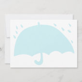 Modern Simple Blue Umbrella Rain Baby shower Kaart (Achterkant)