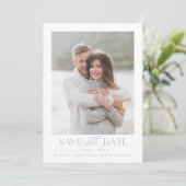 Modern Simple Blue & White Photo Wedding Save The Date (Staand voorkant)