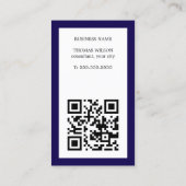 Modern Simple Blue White QR Code Consultant  Visitekaartje (Achterkant)