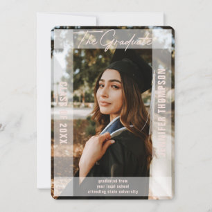 Modern Simple Blush Vellum Foto Afstuderen Aankondiging