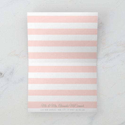 Modern Simple Boho Roos Pink Navy Floral bedankt (Binnen)