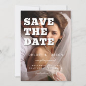Modern Simple Bold Script Elegant Photo Wedding Save The Date (Voorkant)