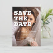 Modern Simple Bold Script Elegant Photo Wedding Save The Date (Staand voorkant)