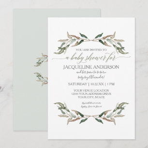Modern Simple Boy Baby shower Waterverf Greenery Kaart