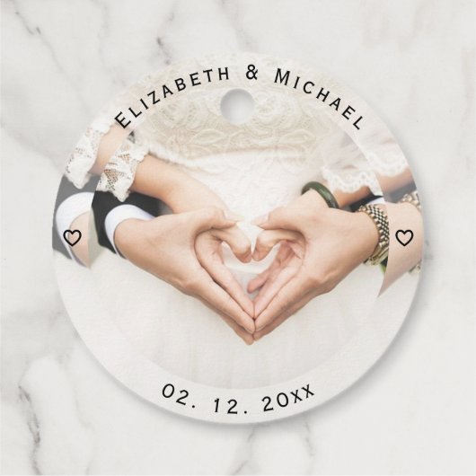 Modern Simple Bride and Groom Photo Cute Wedding Bedankjes Labels (Achterkant)