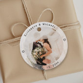 Modern Simple Bride and Groom Photo Cute Wedding Bedankjes Labels