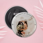 Modern Simple Bride and Groom Photo Wedding Favor Button Flesopener
