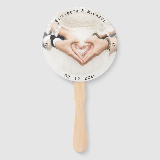 Modern Simple Bride and Groom Photo Wedding Favor Handwaaier (Achterkant)