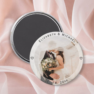 Modern Simple Bride and Groom Photo Wedding Favor Magneet