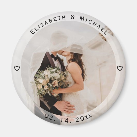 Modern Simple Bride and Groom Photo Wedding Favor Magneet (Voorkant)