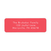 Modern Simple Bright Red Christmas Return Address Etiket (Voorkant)