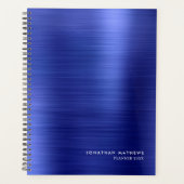 Modern Simple Brushed Metal Royal Blue Planner (Voorkant)