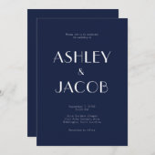 Modern Simple Budget Navy Blue Wedding Kaart (Voorkant / Achterkant)