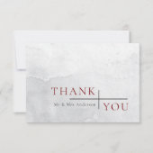 Modern Simple Burgundy Grey Waterverf Wedding Bedankkaart (Voorkant)