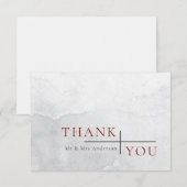 Modern Simple Burgundy Grey Waterverf Wedding Bedankkaart (Voorkant / Achterkant)