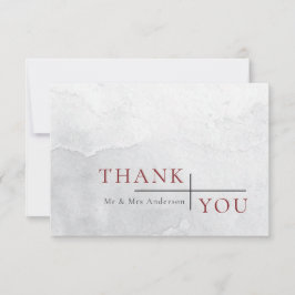 Modern Simple Burgundy Grey Waterverf Wedding Bedankkaart
