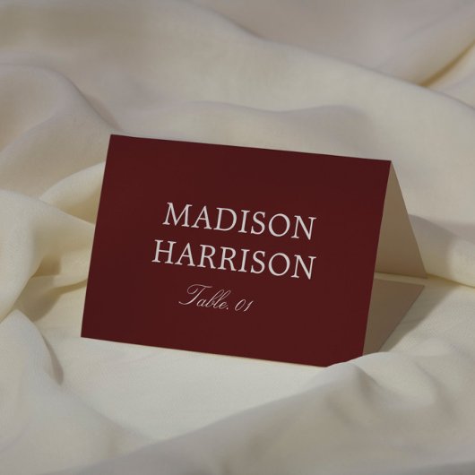 Modern Simple Burgundy Wedding Place Card DIY Kaart