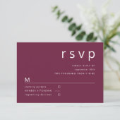 Modern Simple Burgundy Wedding RSVP Kaartje (Staand voorkant)