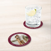 Modern Simple Burgundy Wine Photo Wedding Ronde Kartonnen Onderzetter (Insitu)