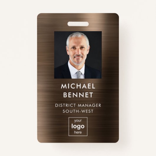 Modern Simple Business Logo Foto-ID Badge (Voorkant)