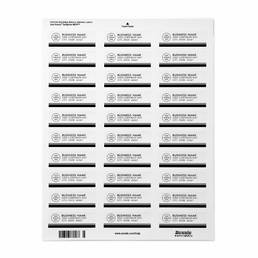 Modern Simple Business Logo Return-adreslabel Etiket (Full Sheet)