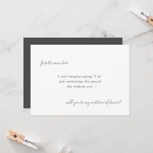 Modern Simple Calligraphy Matron of Honor proposal Kaart (Voorkant / Achterkant in situ)