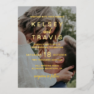 Modern Simple Casual Photo Wedding Gold Folie Uitnodiging