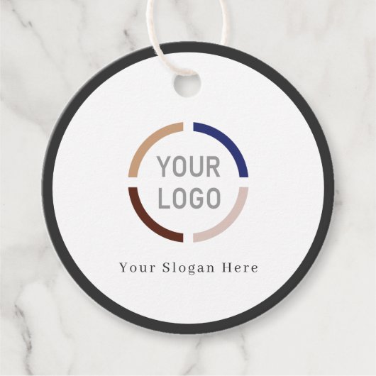 Modern simple charcoal black border company logo bedankjes labels (Voorkant)