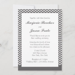 Modern Simple Chevron Wedding Invitation - Grijs Kaart